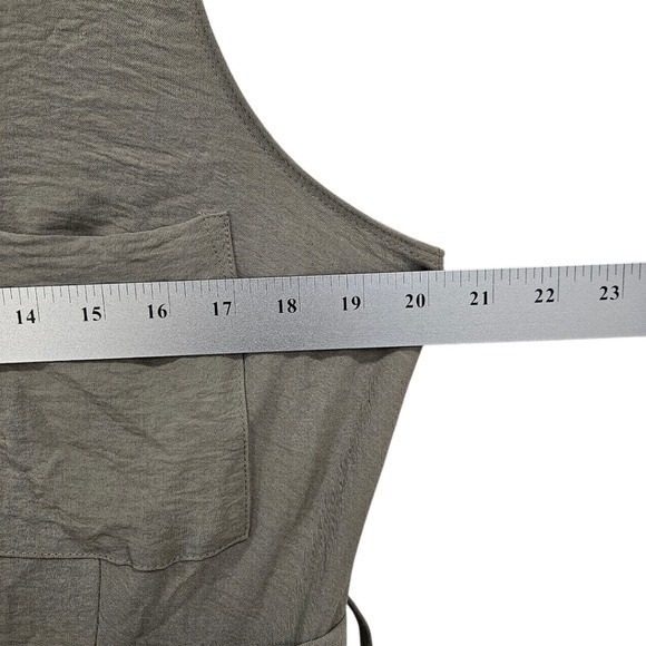 DKNY Sleeveless Belted Shirtdress Flared Vacation Office Summer Olive‎ Green - Picture 8 of 12